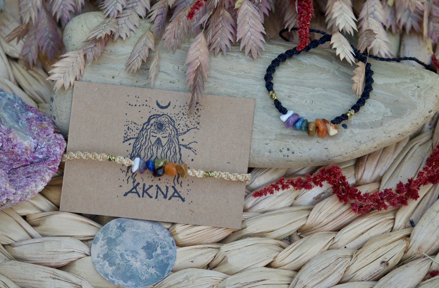 Brazalete UK CHAKRA - Handmade Macramé Bracelet With 7 Natural Stones For Each Chakra by AKNA
