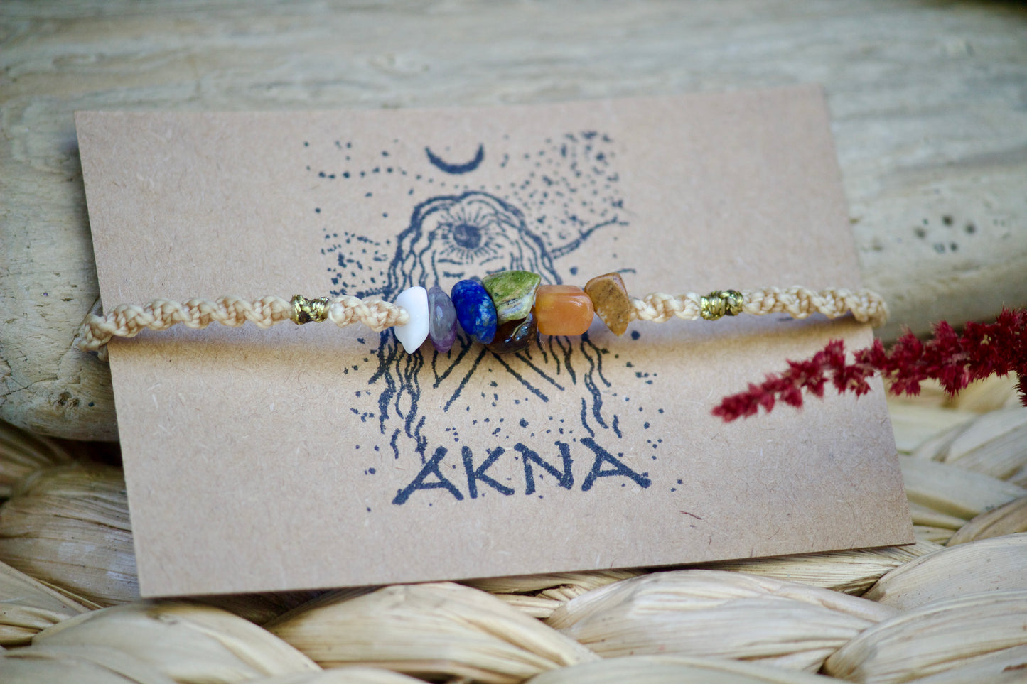 Brazalete UK CHAKRA - Handmade Macramé Bracelet With 7 Natural Stones For Each Chakra by AKNA