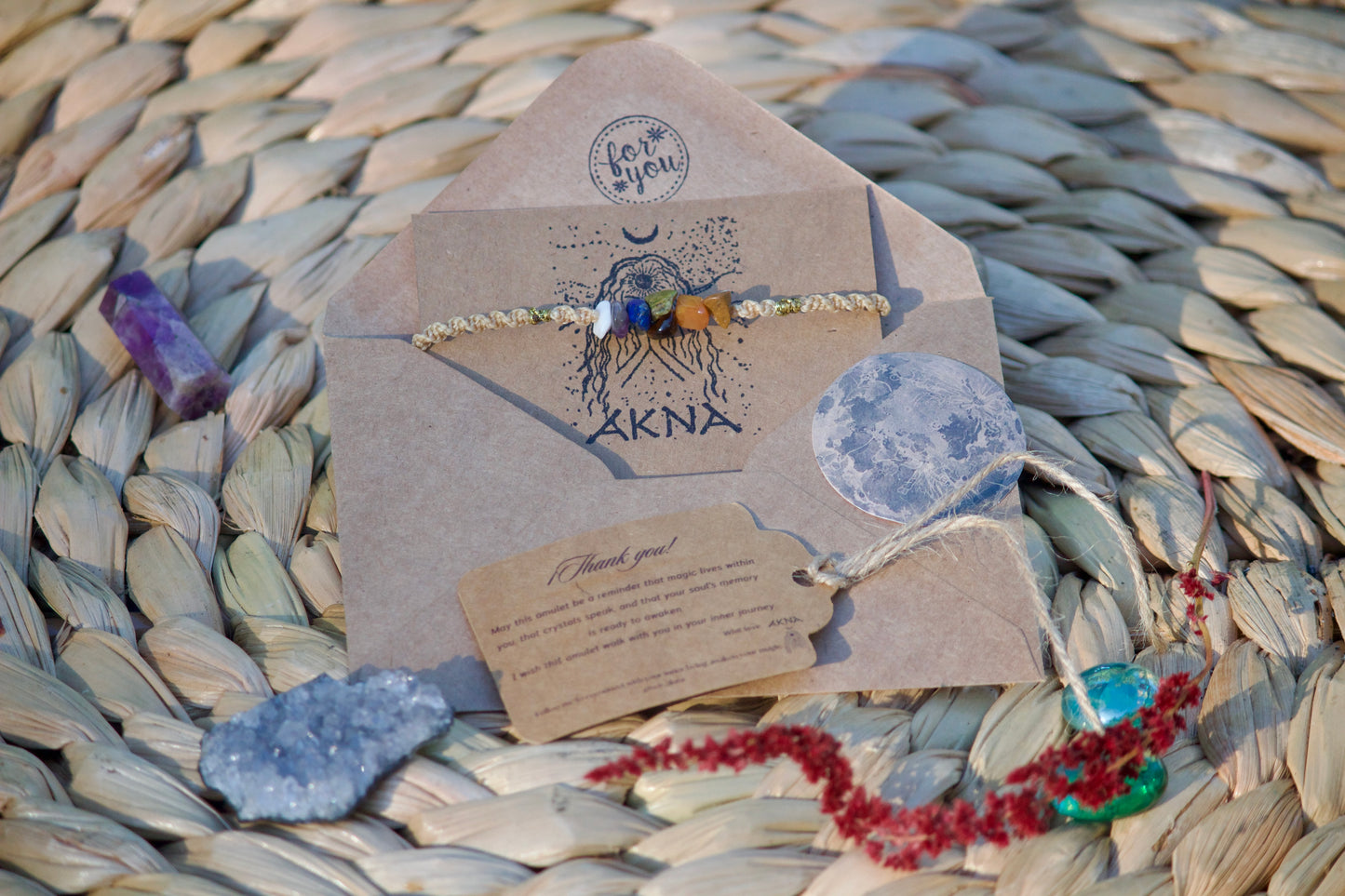 Brazalete UK CHAKRA - Handmade Macramé Bracelet With 7 Natural Stones For Each Chakra by AKNA