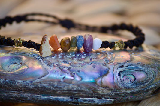 Brazalete UK CHAKRA - Handmade Macramé Bracelet With 7 Natural Stones For Each Chakra by AKNA