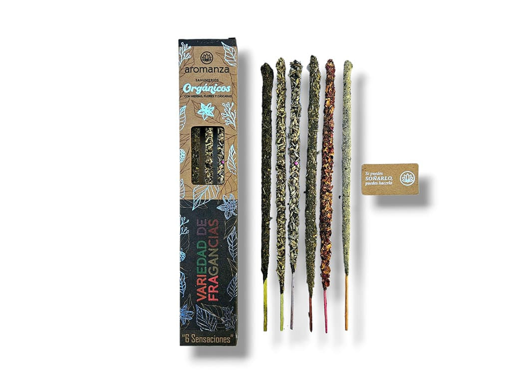 Organic Incense Sticks 6 u (With Natural Leaves, Flowers, Peels) - Aromanza