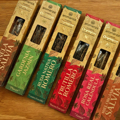 Organic Incense Sticks 6 u (With Natural Leaves, Flowers, Peels) - Aromanza