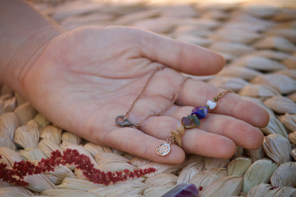 UK CHAKRA - Handmade 7 Chakras Adaptable Necklace with Natural Stones (Stainless steel chain) by Akna