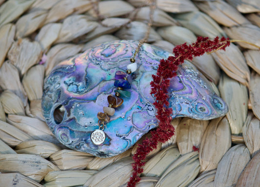 UK CHAKRA - Handmade 7 Chakras Adaptable Necklace with Natural Stones (Stainless steel chain) by Akna